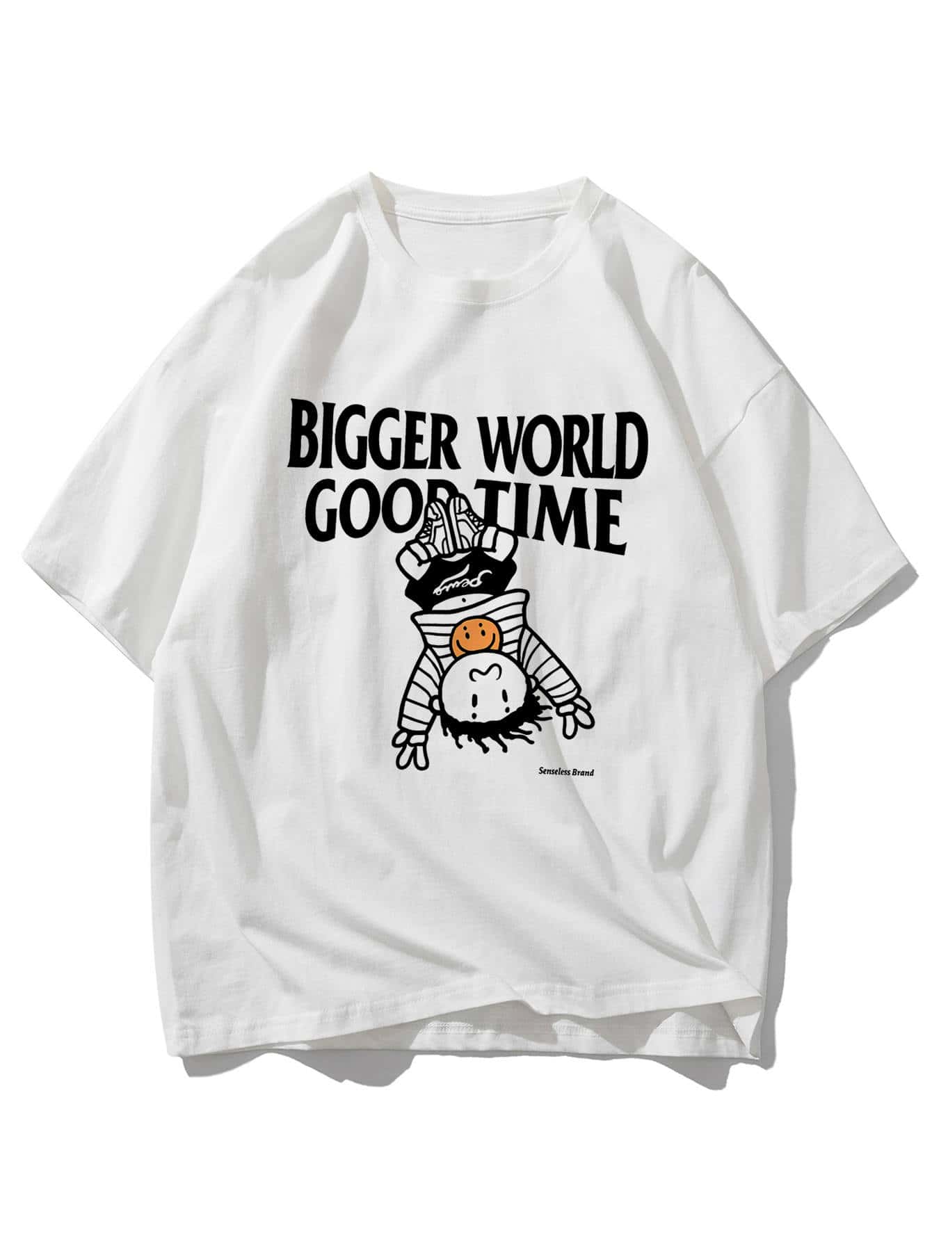 Manfinity 男士標語和卡通圖案T恤 - 白色 - 查看 1