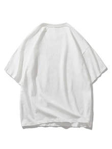 Manfinity 男士標語和卡通圖案T恤 - 白色 - 查看 2