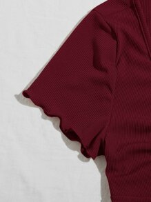SHEIN MOD Top con nudo delantero ribete en forma de lechuga - Granate - Ver 3