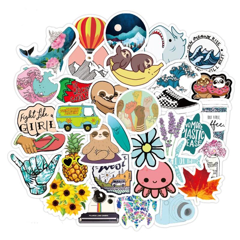 

40pcs Cartoon Print Sticker, Multicolor