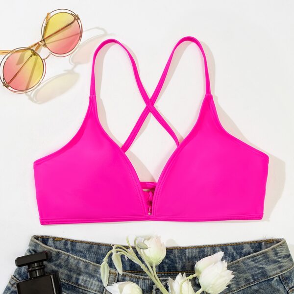 

Tie Back Bikini Top, Hot pink
