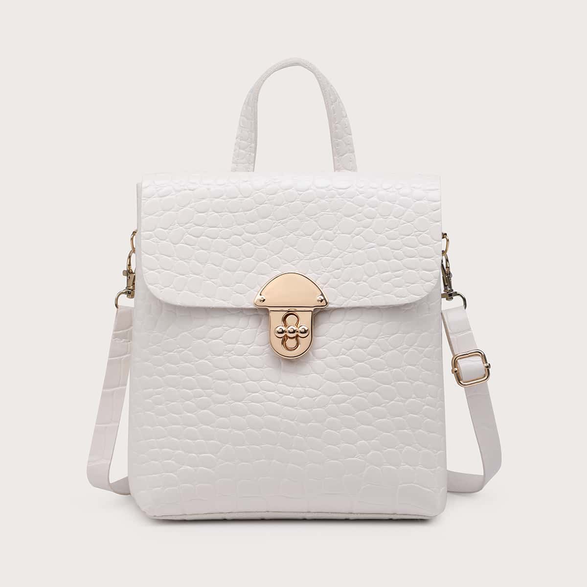 

Croc Embossed Backpack, White
