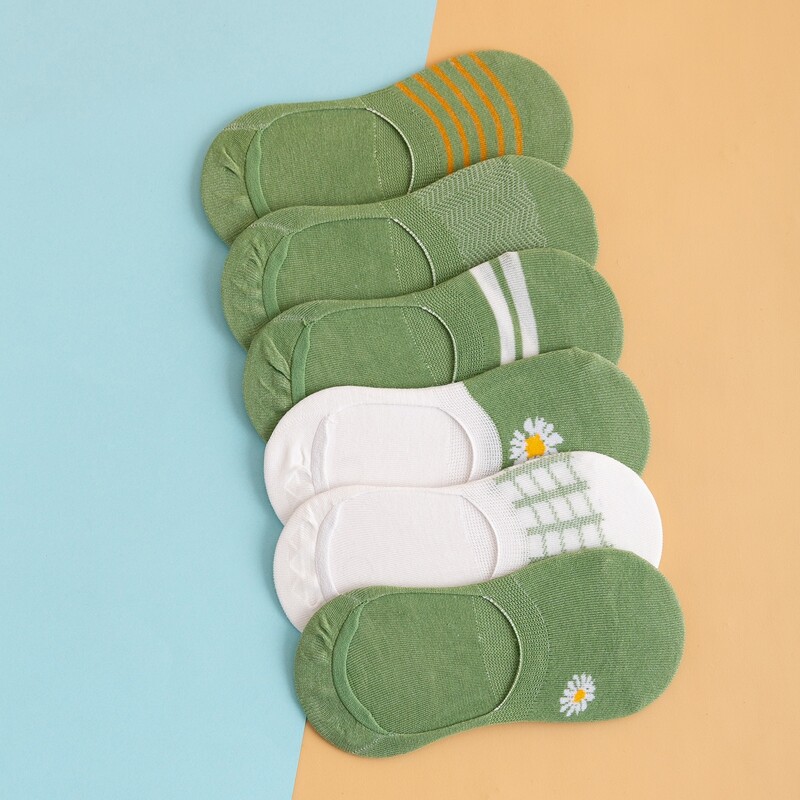 

6pairs Daisy Floral Invisible Socks, Multicolor