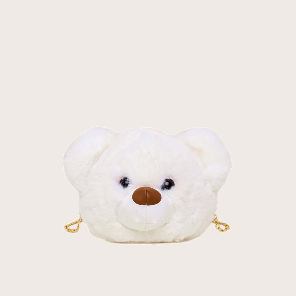 

Cartoon Bear Fluffy Crossbody Bag, White