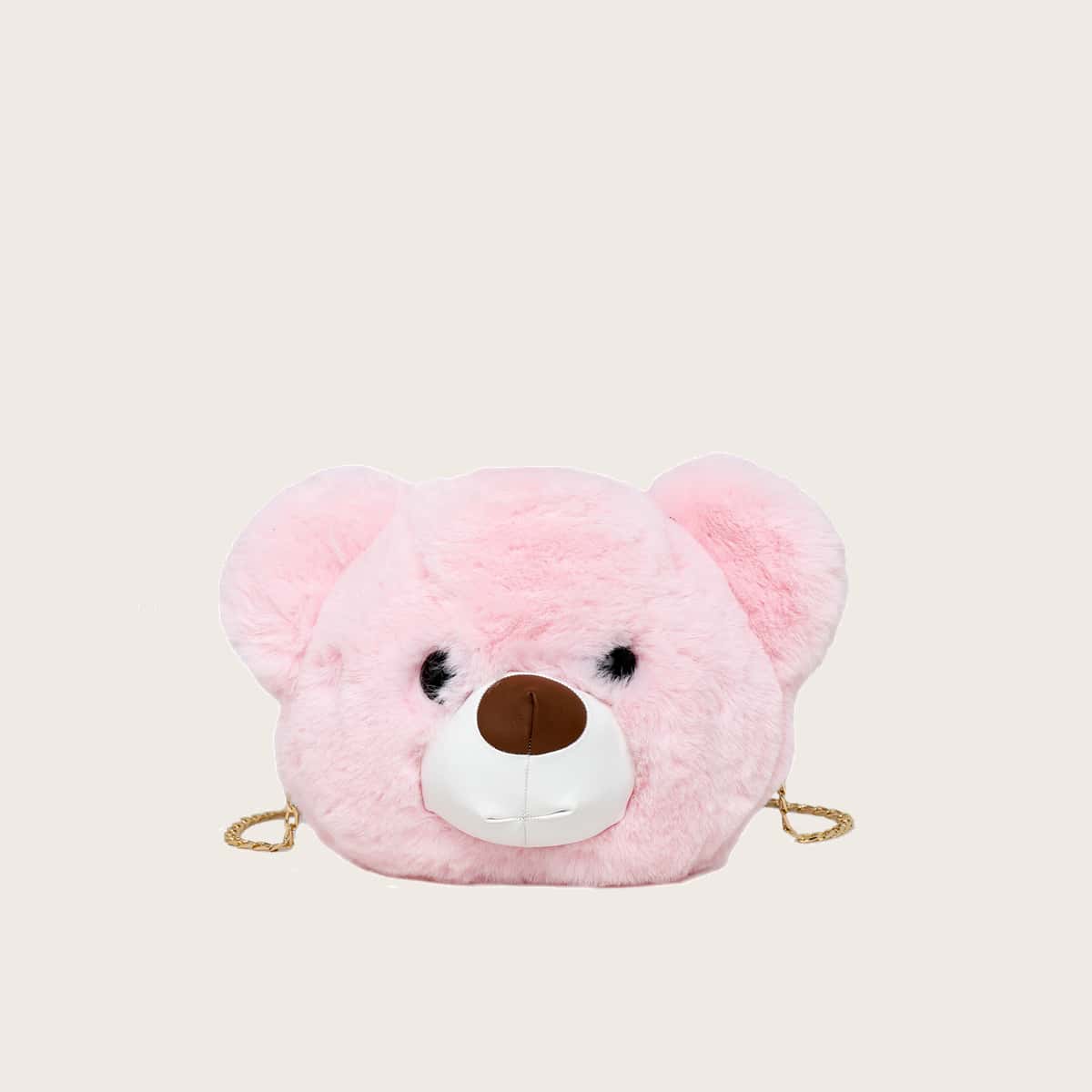 

Cartoon Bear Fluffy Crossbody Bag, Baby pink