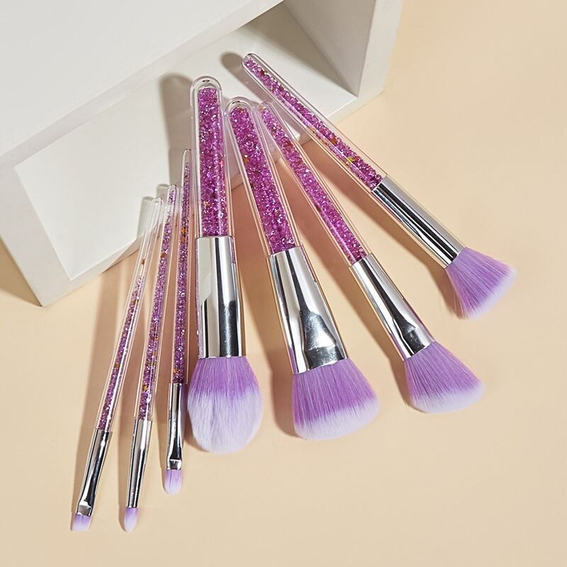 

7pcs Glitter Handle Makeup Brush, Purple