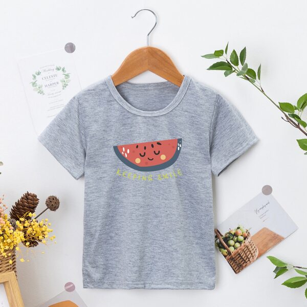 

Toddler Girls Cartoon & Letter Graphic Tee, Grey