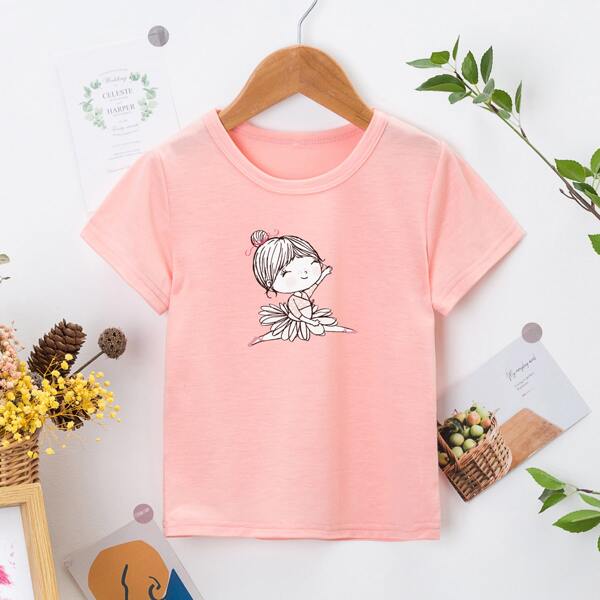 

Toddler Girls Figure Graphic Tee, Baby pink