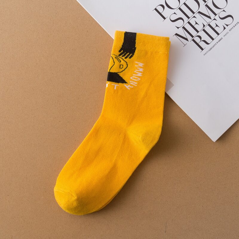 

Cartoon Pattern Crew Socks, Yellow