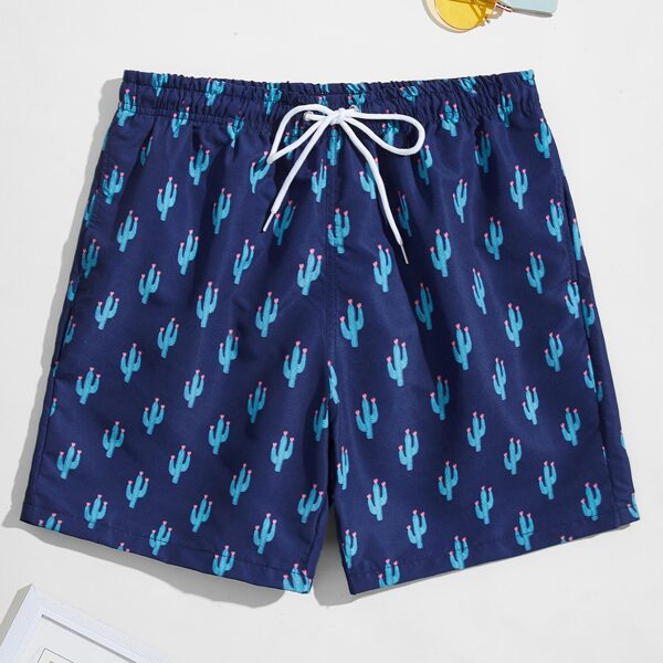 

Men Allover Cactus Print Swim Shorts, Multicolor
