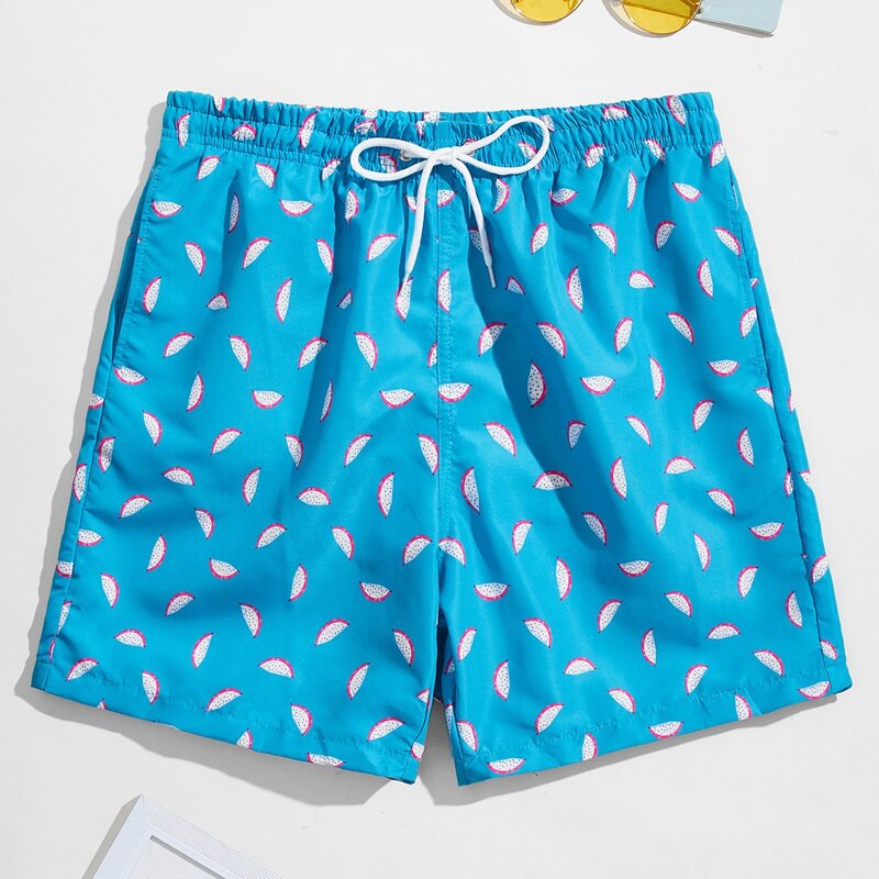

Guys Allover Print Swim Trunks, Baby blue