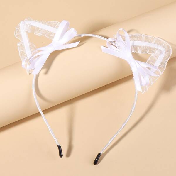 

Mesh Ear Decor Hair Hoop, White