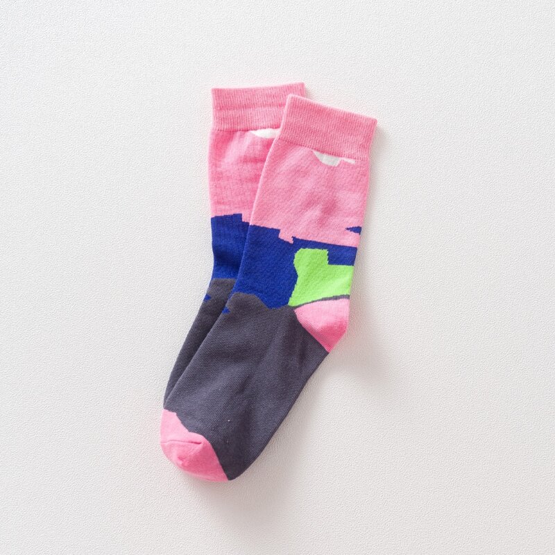 

1pair Colorblock Crew Socks, Multicolor