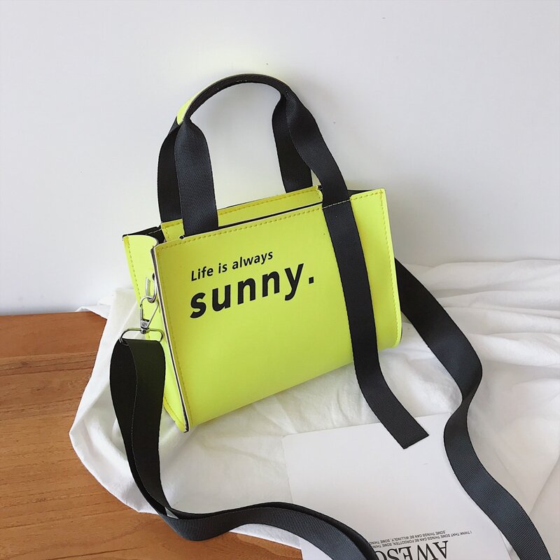 

Letter Graphic Satchel Bag, Yellow