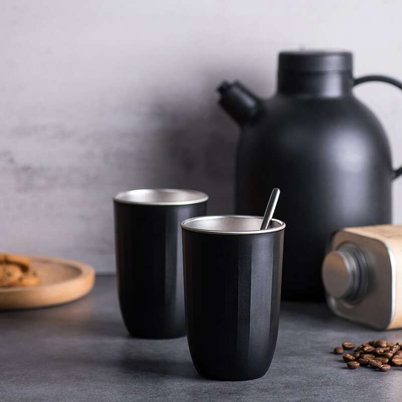 

1pc Plain Stainless Steel Cup, Black