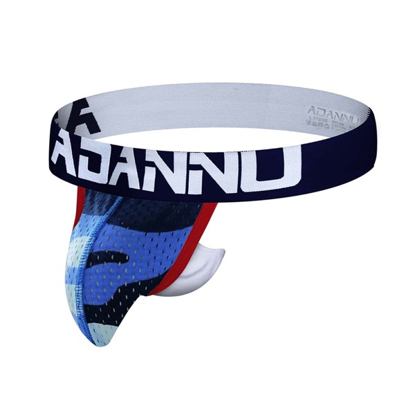 

Men Camo And Letter Graphic Jockstrap, Blue
