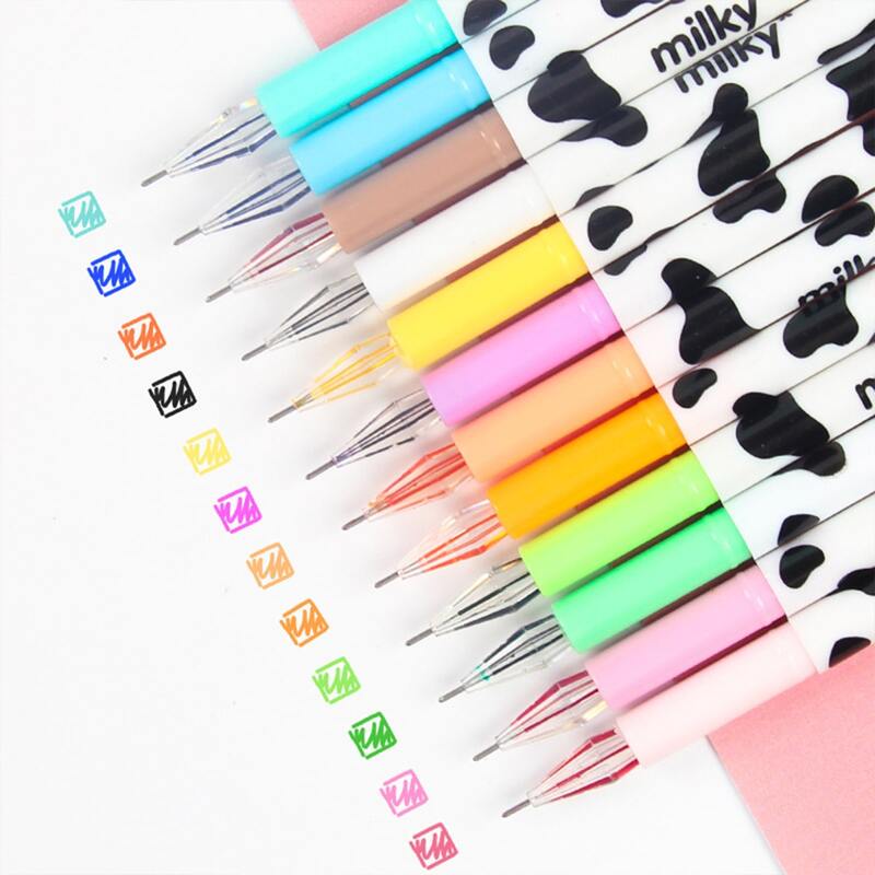 

12pcs Cow Print Gel Pen, Multicolor