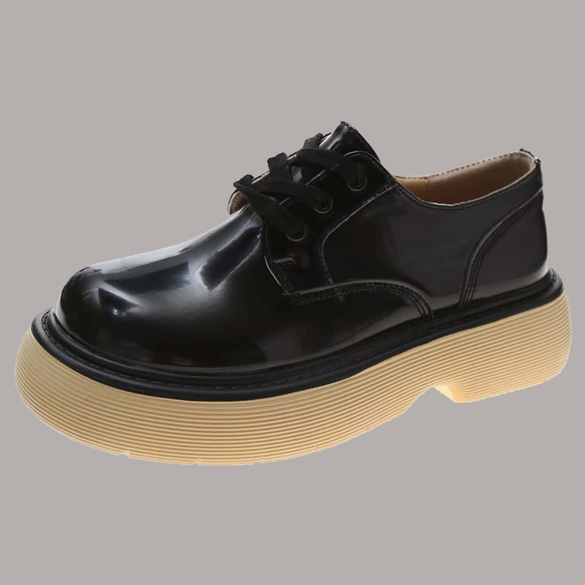 

Lace-up Chunky Sole Oxfords, Black