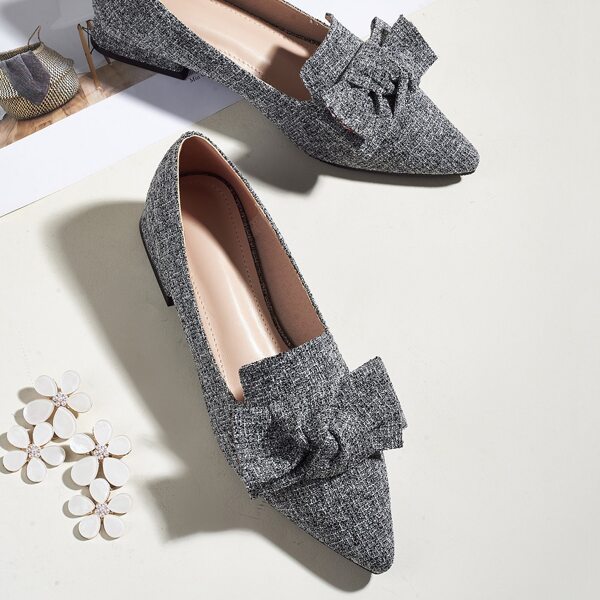 

Point Toe Knot Decor Flats, Grey