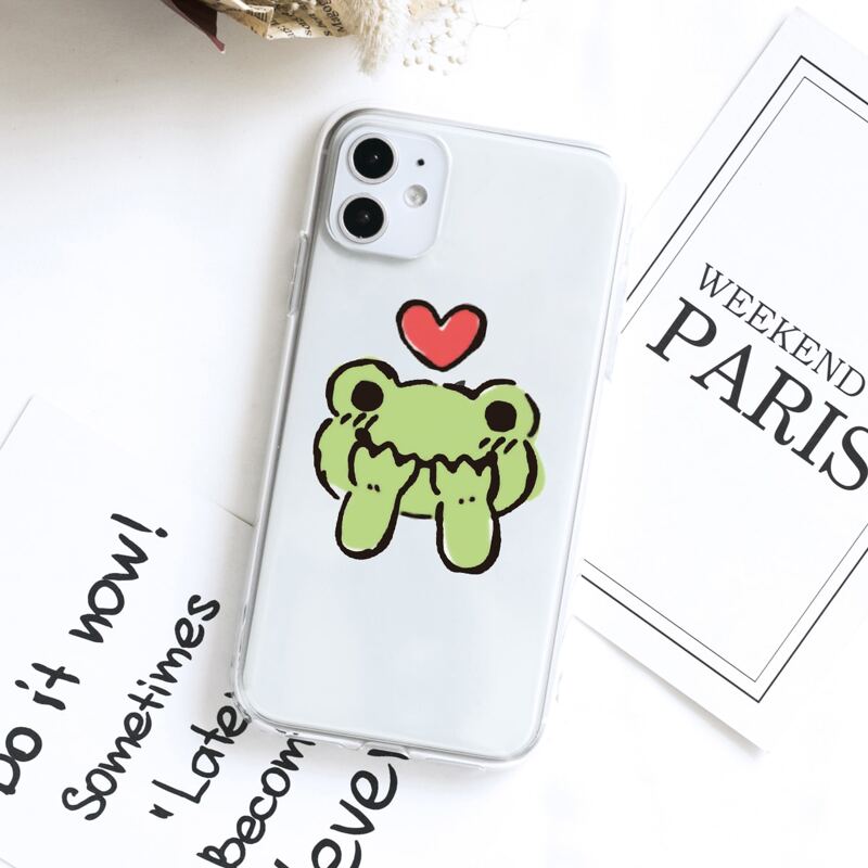 

Cartoon Frog Clear iPhone Case, Green