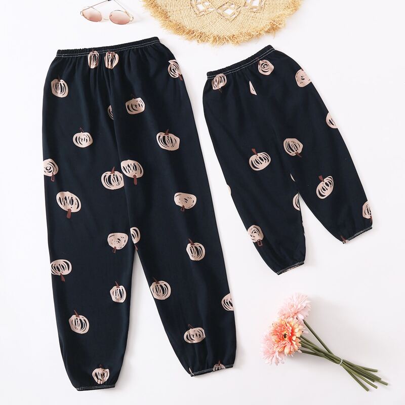 Graphic Print Carrot Pants, Navy blue