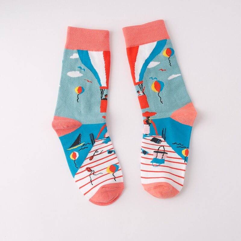 

Hot Air Balloon Print Crew Socks, Multicolor