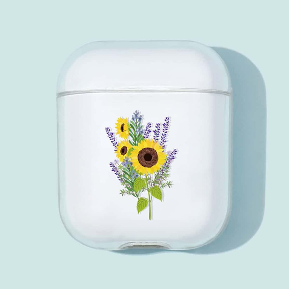 

Sunflower Print Clear AirPods Case, Multicolor