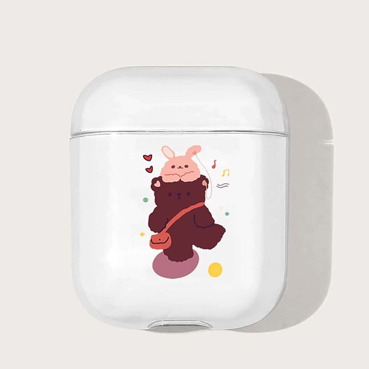 

Cartoon Bear Clear AirPods Case, Multicolor