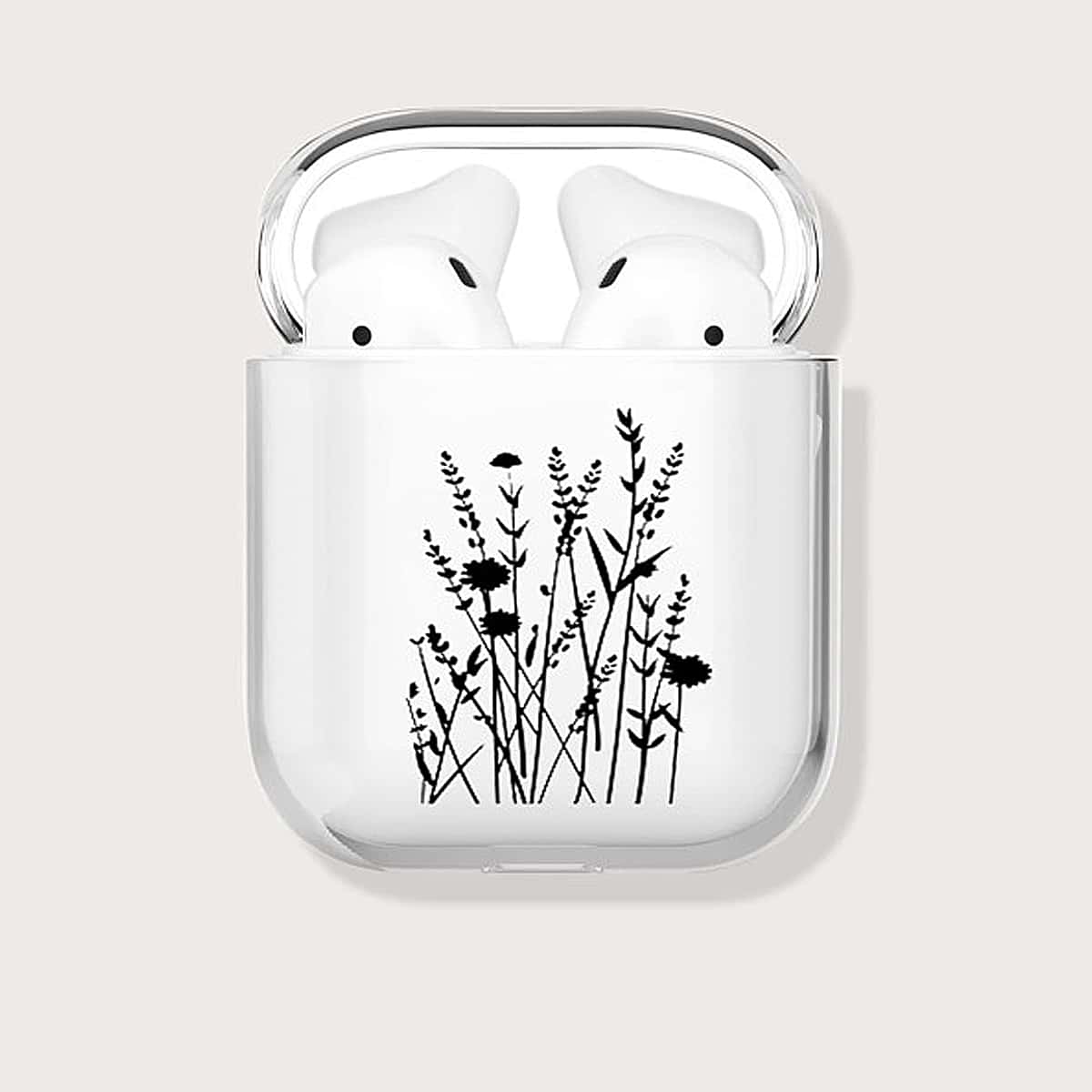 

Floral Clear AirPods Case, Black