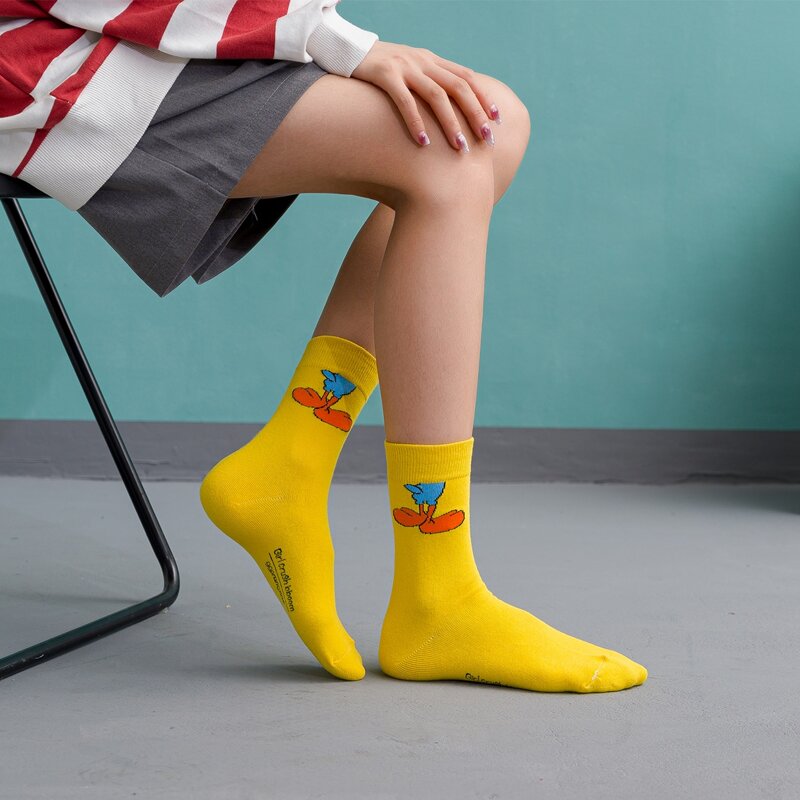 

Cartoon Duck Crew Socks, Yellow