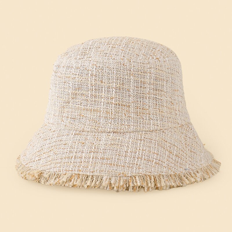 

Raw Hem Bucket Hat, Beige