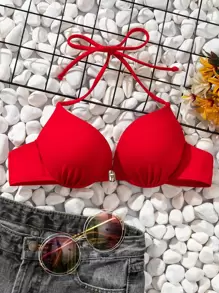 Push Up Bikini Top, For Summer Beach Vacation - Red - View 1