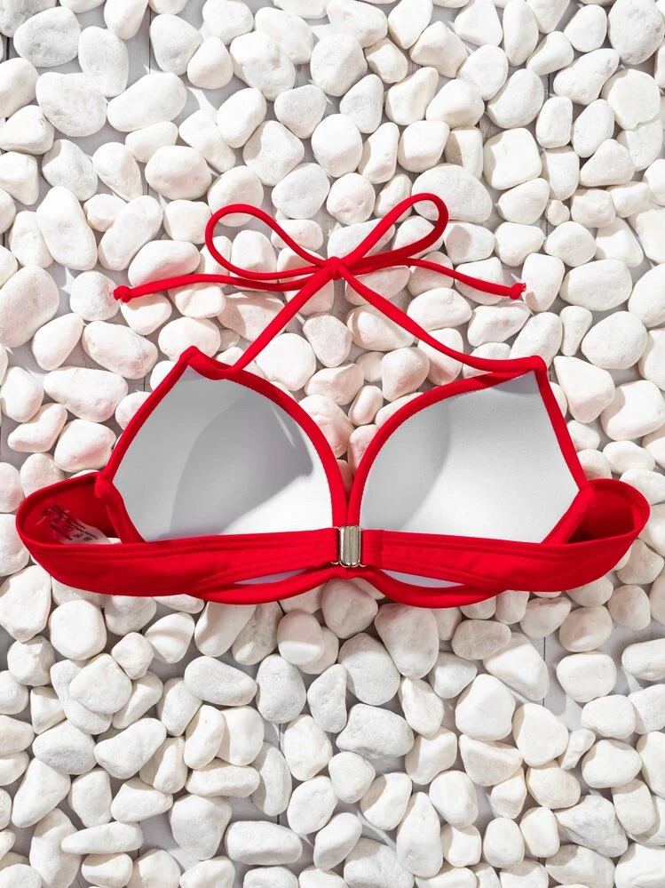 Push Up Bikini Top, For Summer Beach Vacation - Red - View 2