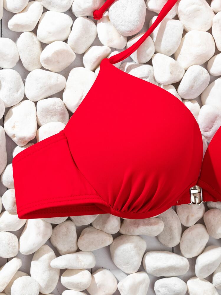 Push Up Bikini Top, For Summer Beach Vacation - Red - View 3