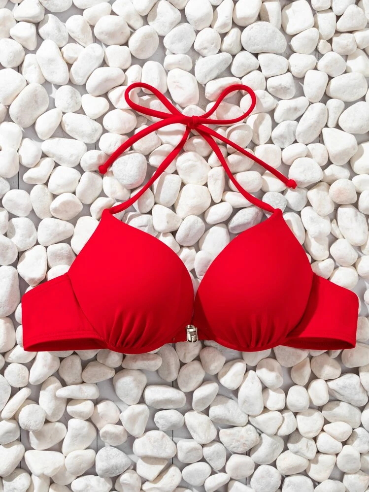 Push Up Bikini Top, For Summer Beach Vacation - Red - View 4