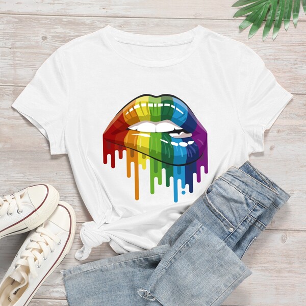 

Figure Graphic Round Neck Tee, White