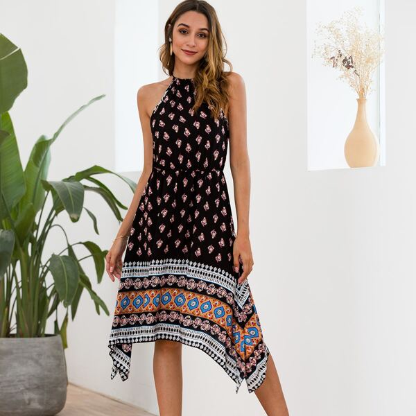 

Floral Asymmetrical Hem Cami Dress, Multicolor