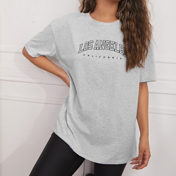 

Letter Graphic Longline Tee, Light grey