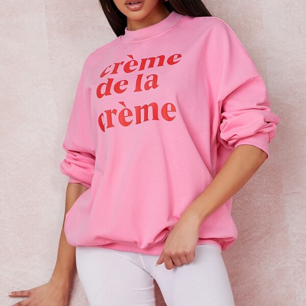 

Creme De La Creme Graphic Drop Shoulder Sweatshirt, Pink