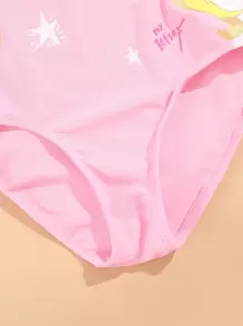 Toddler Girls Unicorn Print One Piece Swimsuit - Pink - View 4