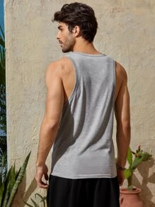 GENTILAND Men Coconut Tree Tank Top - Grey - View 2