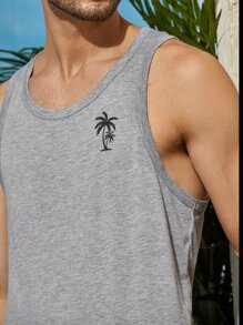 GENTILAND Men Coconut Tree Tank Top - Grey - View 6