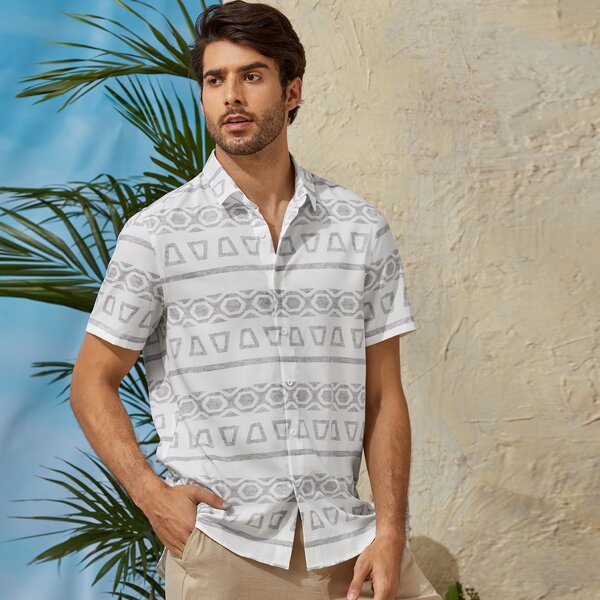 

Men Geo Print Shirt, White