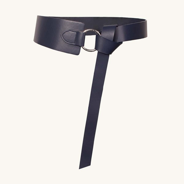 

Knot Decor Wide Belt, Navy blue