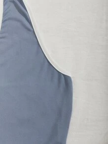 拼接滾邊短版繞頸上衣 - 霧霾藍 - 查看 5