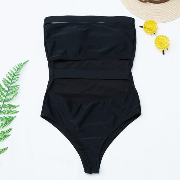 

Cut Out Bandeau One Piece Swimsuit, Black