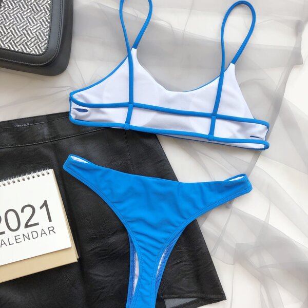 

Cut-out Back Bikini Swimsuit, Blue