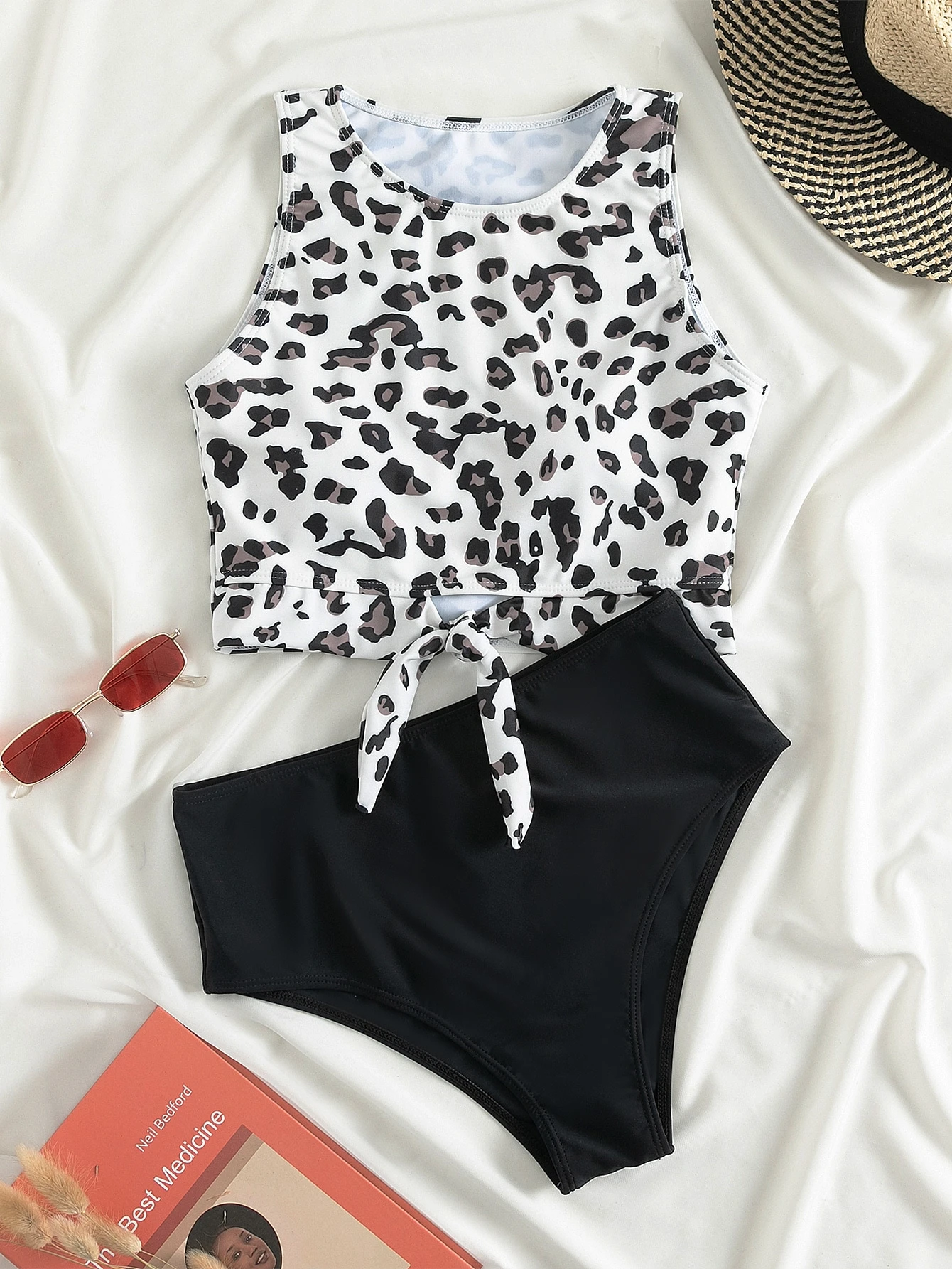 Leopard knot hem bikini swimsuit Clearance