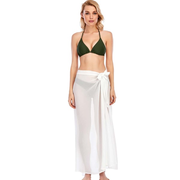 

Knot Waist Chiffon Cover Up Skirt, White
