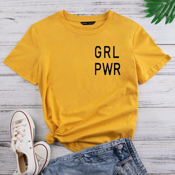 

Letter Graphic Short Sleeve Tee, Yellow